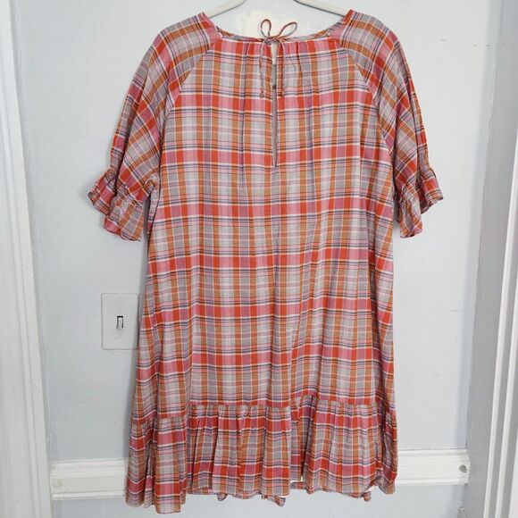 NWT Madewell Plaid Ruffle-Sleeve Mini Dress | XL - Picture 6 of 6